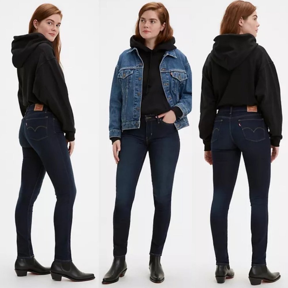 Levis 711 Super Skinny Dark‎ Blue Jeans Indigo Size 25 Stretch Denim High Rise